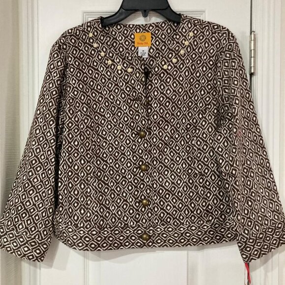 Ladies brown and cream button-down jacket with embellishments - Rudy Rd - Picture 1 of 3